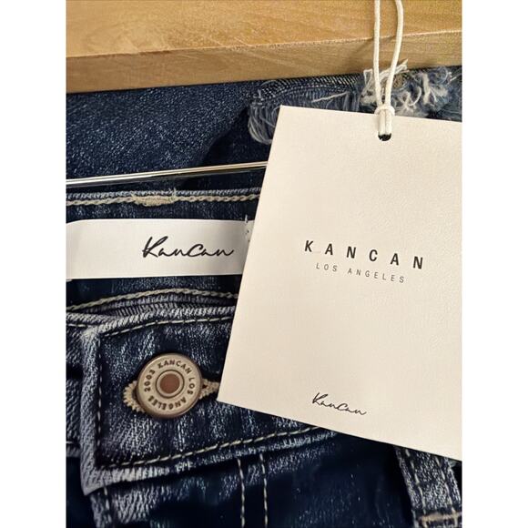 NWT KanCan Black Distressed Midrise Slim Boyfriend Cuffed Jeans 24 #0792 - Picture 6 of 6